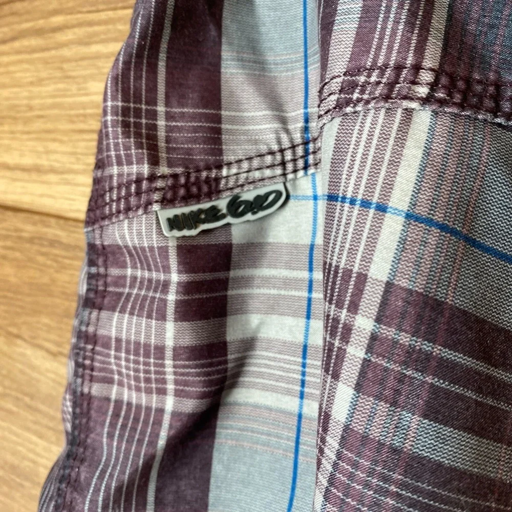 Nike 6.0 Board Shorts Men 36 (34) Swim Trunks Plaid Vintage Surf Beach‎